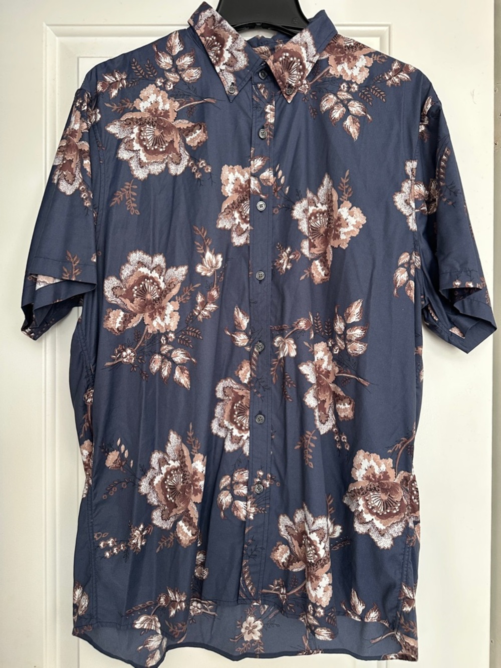 Abercrombie & Fitch Navy Floral Short-Sleeve Button-Down Shirt